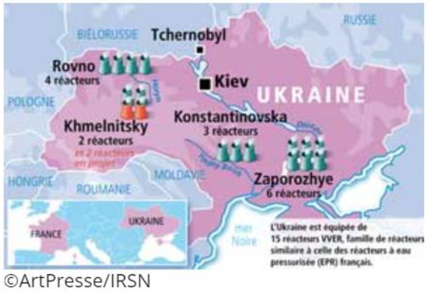 Note d’information de l’IRSN du 25/02/22 sur les installations nucléaires en Ukraine, en marge du conflit avec la Russie